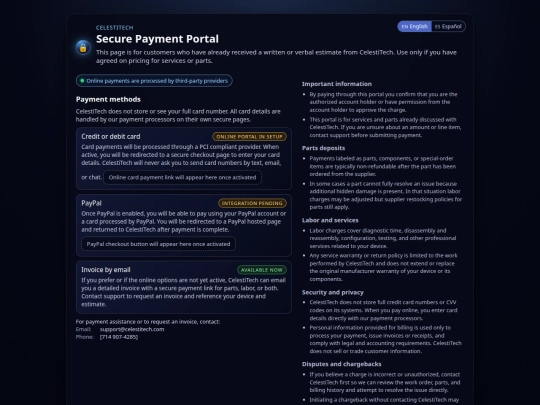 payments screenshot