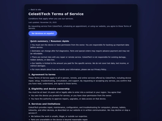 terms screenshot