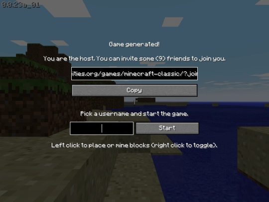 games/minecraft-classic screenshot