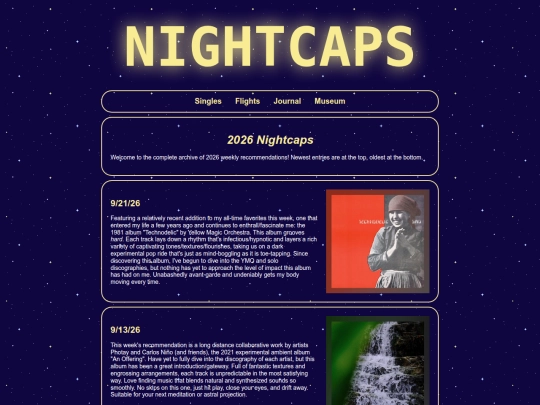 nightcaps/singles/2026 screenshot
