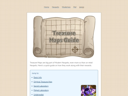 neopets/moderneo/treasure-maps-guide screenshot