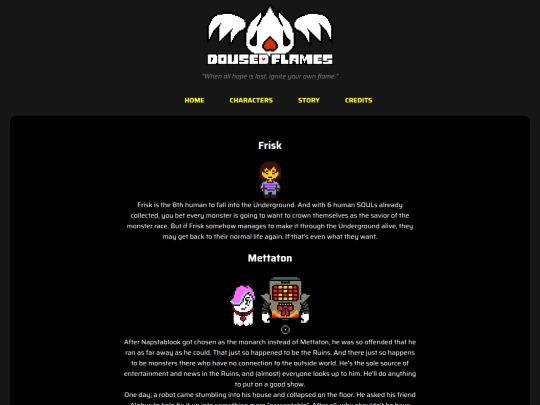 dousedflames/characters screenshot