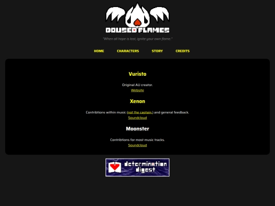 dousedflames/credits screenshot