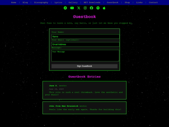 guestbook screenshot