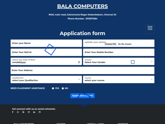 application form screenshot