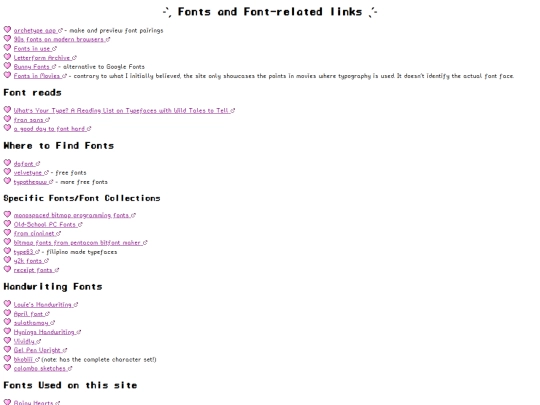 links/fonts screenshot
