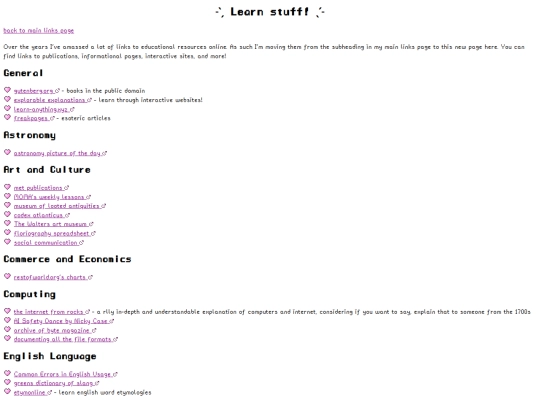 links/learning screenshot