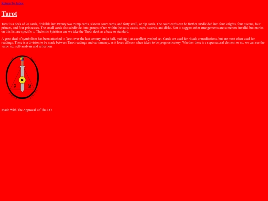 Encyclopaedia/tarot screenshot