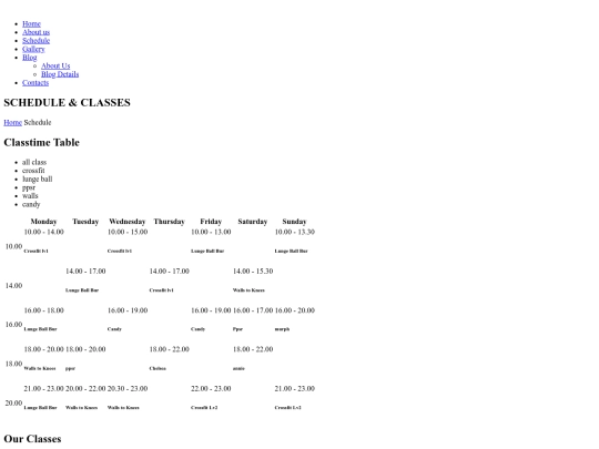 schedule screenshot