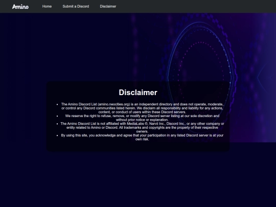 disclaimer screenshot