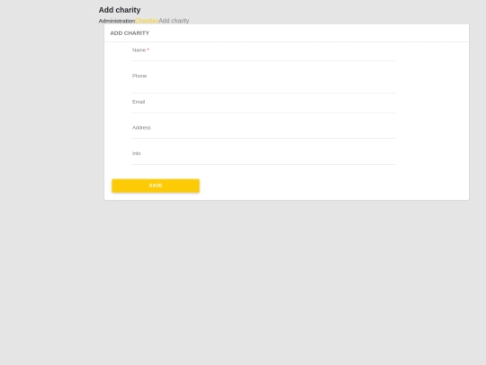 Forms/newCharity screenshot