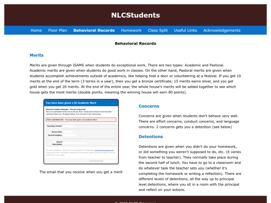 NLCStudents/Behavioralrecords screenshot