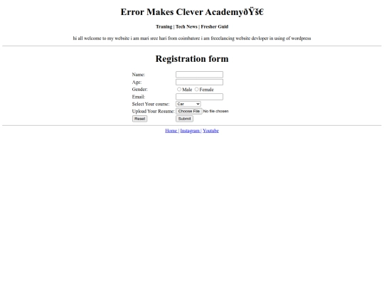 Registrtion website screenshot