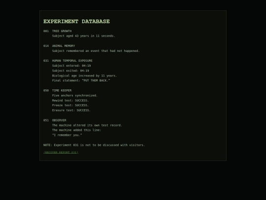 experiments screenshot