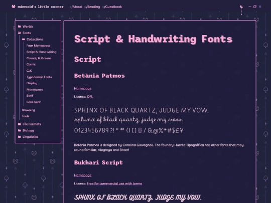 fonts/collections/script screenshot