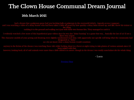 DreamJournal/POST100/Entry173 screenshot