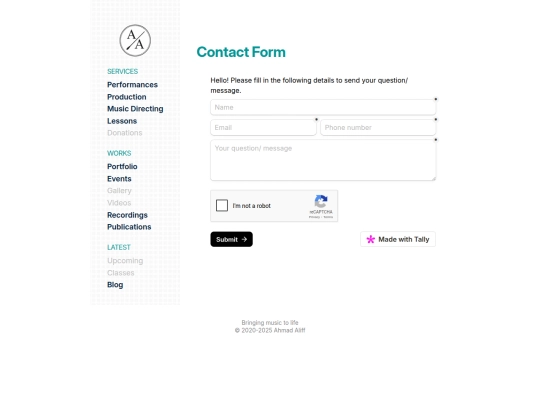 contact-form screenshot