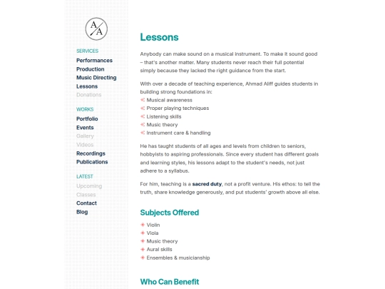 lessons screenshot