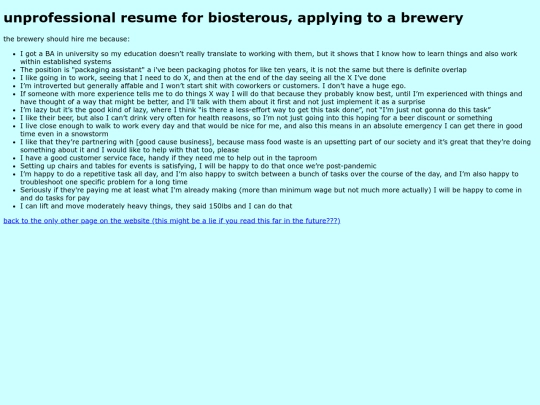 unprofessional-resume screenshot