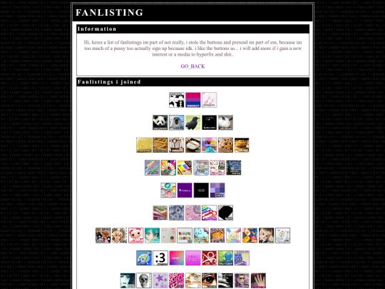 fanlisting screenshot