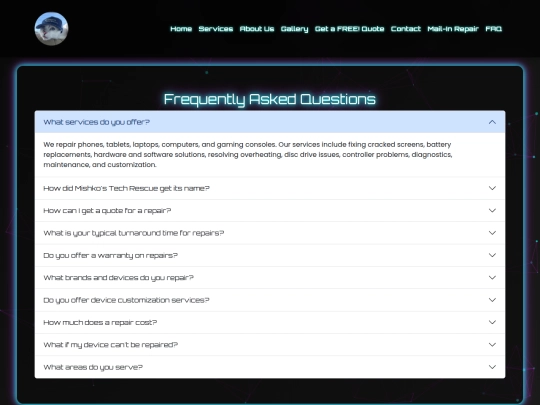 faq screenshot
