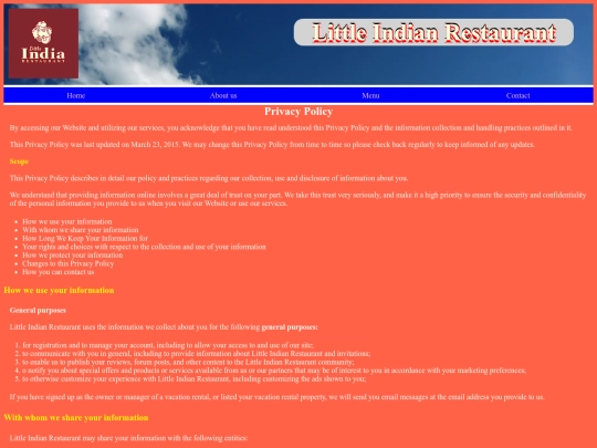 Privacy Policy screenshot