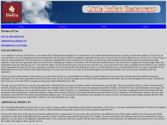 Terms of Use screenshot