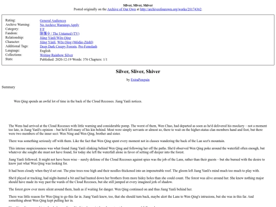 fic/28174362SilverSliver,Shiver screenshot