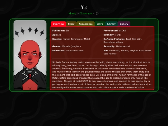 Characters/Six screenshot