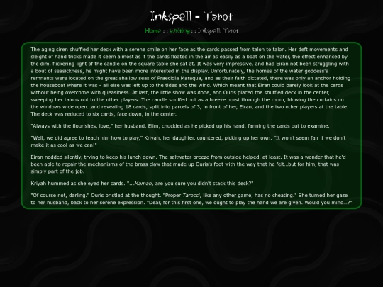 Writing/tarot screenshot