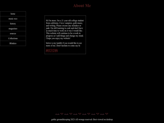 gothic groundskeeper/aboutme screenshot