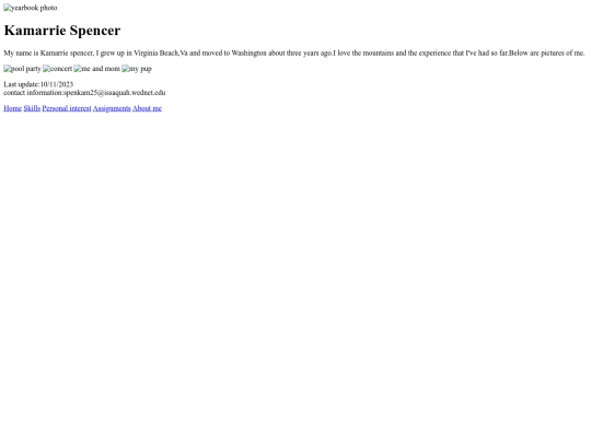 Personal site/About me screenshot
