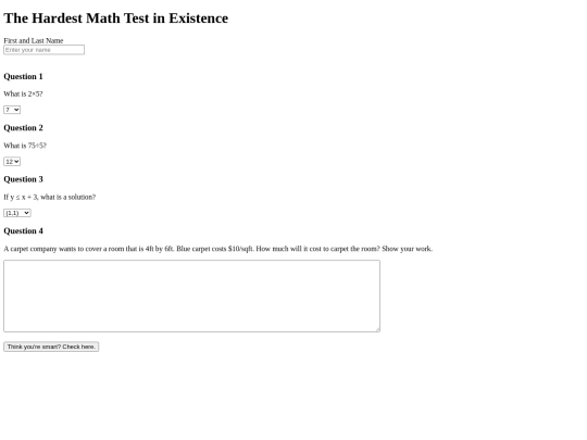 MathTest screenshot