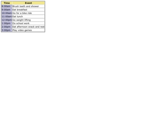 Schedule screenshot