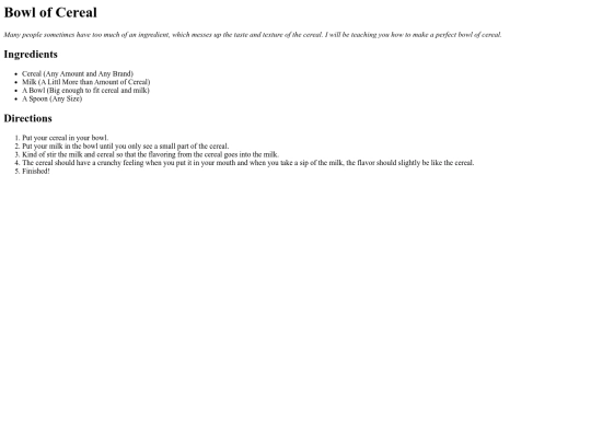 perfectcerealrecipe screenshot