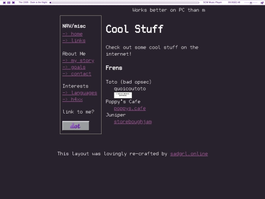 links screenshot