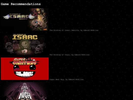game-recommendations screenshot