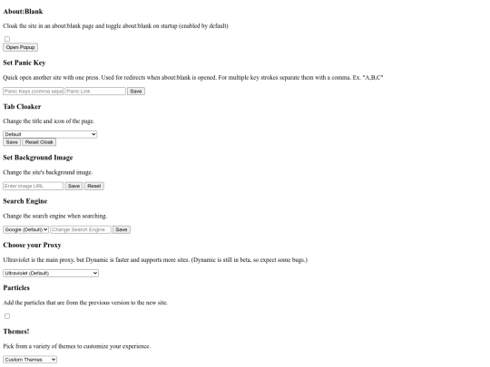 settings screenshot