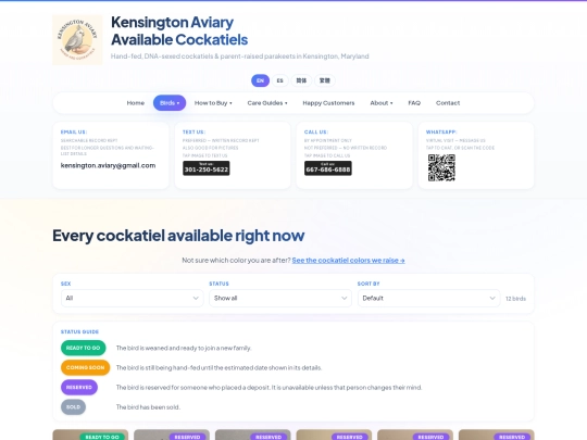 available-cockatiels screenshot