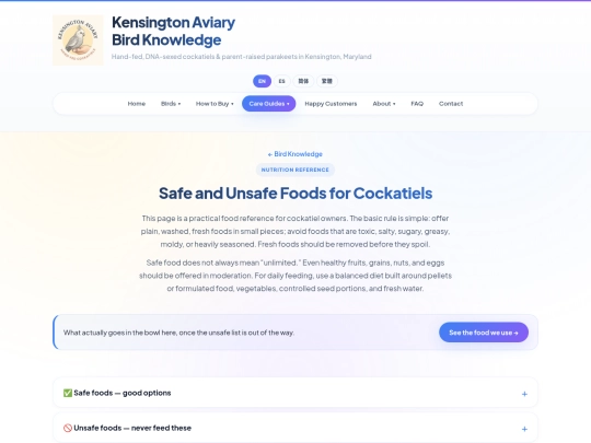 birdknowledge/cockatiel-safe-unsafe-foods screenshot