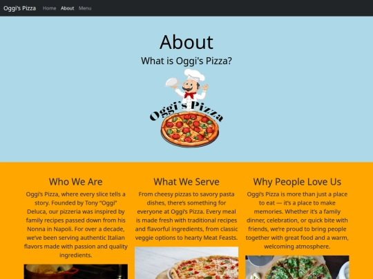 JavaScript/Oggi's Pizza/about screenshot