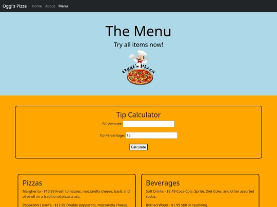 JavaScript/Oggi's Pizza/menu screenshot