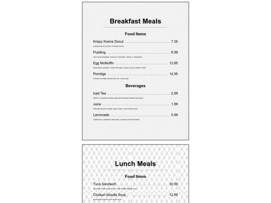 html files/menu screenshot