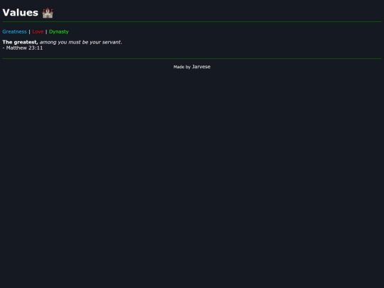 values screenshot