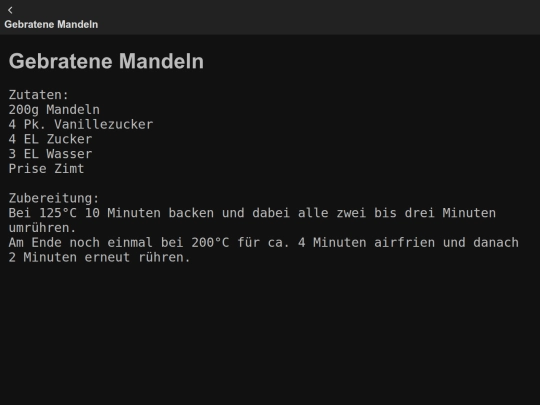 Rezepte/Gebratene Mandeln screenshot