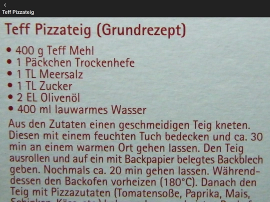 Rezepte/Teff Pizzateig screenshot