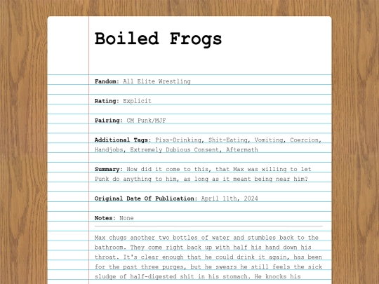 fanfics/subcategories/wrestling/aew/boiledfrogs screenshot