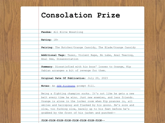 fanfics/subcategories/wrestling/aew/consolationprize screenshot