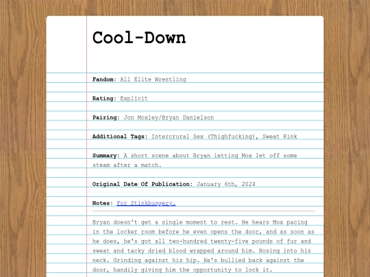 fanfics/subcategories/wrestling/aew/cooldown screenshot