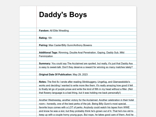 fanfics/subcategories/wrestling/aew/daddysboys screenshot